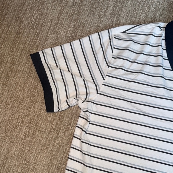 G/FORE Navy White Stripe Performance Polo Men's Small Golf Shirt Stretch Shirt - Picture 4 of 13